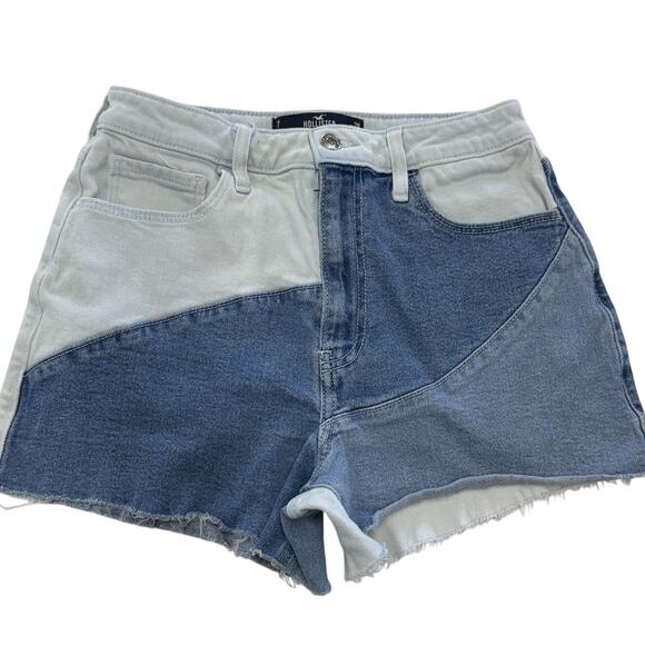 Hollister Shorts Womens 7 W28 Ultra High-Rise Mom 3 Inch Denim Colorblock Cutoff - Picture 1 of 8